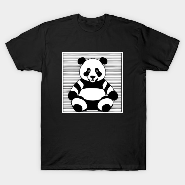 Panda in a Stripes Pullover T-Shirt by Kingrocker Clothing